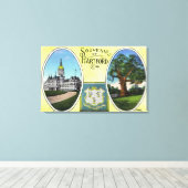 Sicht auf Hauptstadt Bldg und Eichenbaum Leinwanddruck (Insitu (Holzboden))