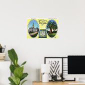 Sicht auf Hauptstadt Bldg und Eichenbaum Poster (Heimbüro)