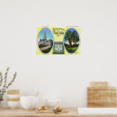 Sicht auf Hauptstadt Bldg und Eichenbaum Poster (Küche)
