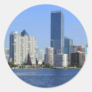 Sicht auf Miami Skyline Runder Aufkleber