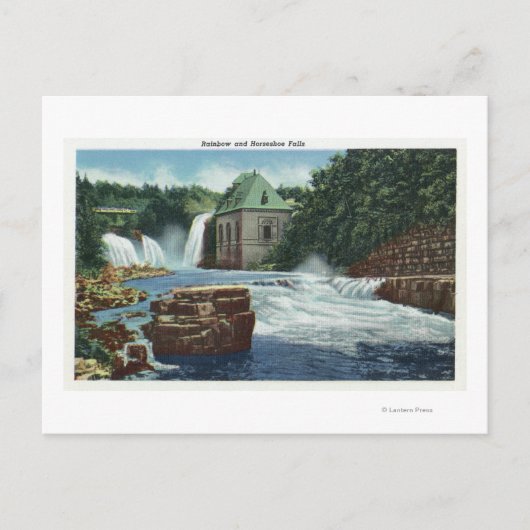 Sicht auf Regenbogen und Horseshoe Falls Postkarte (Vorderseite)