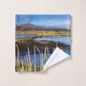 Sicht auf Saudarkrokur und Skagafjordur, Island Badhandtuch Set (Waschlappen)
