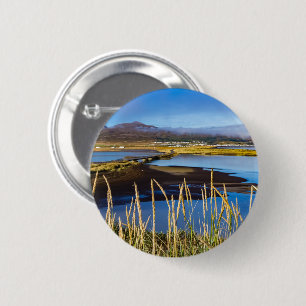 Sicht auf Saudarkrokur und Skagafjordur, Island Button