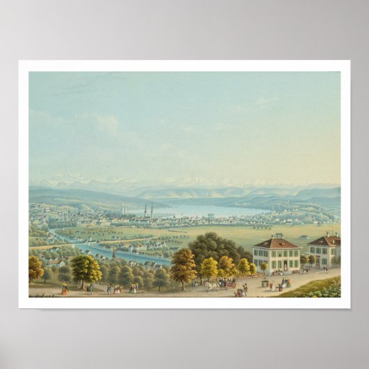 Sicht auf Zürich, c.1840 (w/c) Poster (Vorne)