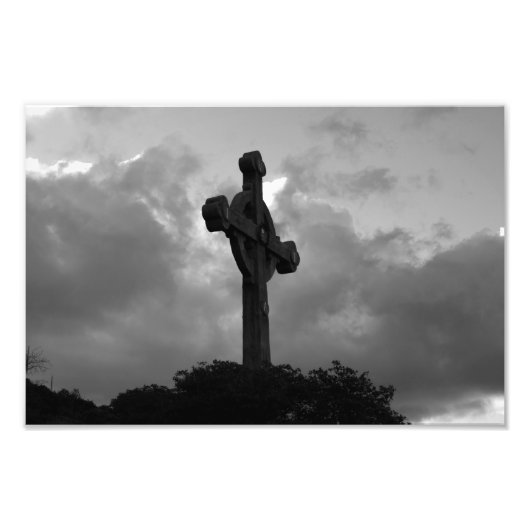 Sicht Gottes (B&W Cross) Fotodruck (Vorne)