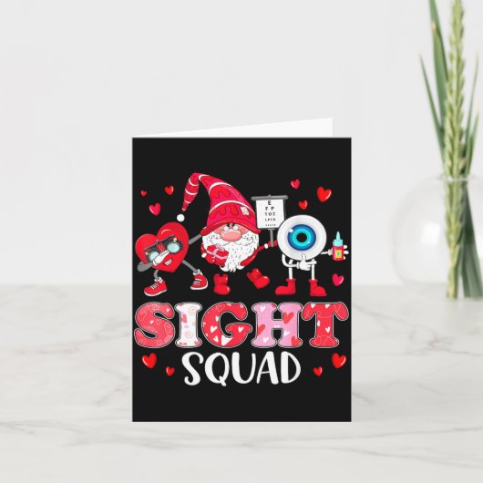 Sicht Squad Optiker Optometrist Dabbing Herz Val Karte (Vorderseite)