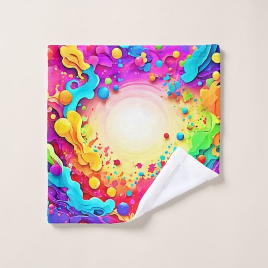 Sichtbare Abstrakte Farbexplosion Art Badhandtuch Set (Waschlappen)