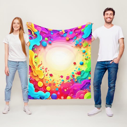 Sichtbare Abstrakte Farbexplosion Art Fleecedecke (Beispiel)