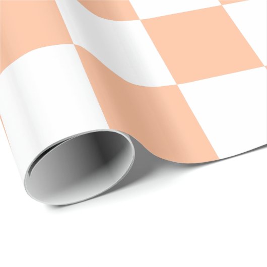 Sichtbare Quadrate pfirsich und weißes geometrisch Geschenkpapier (Rolleneckpunkt)