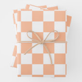 Sichtbare Quadrate pfirsich und weißes geometrisch Geschenkpapier Set (Beispiel)