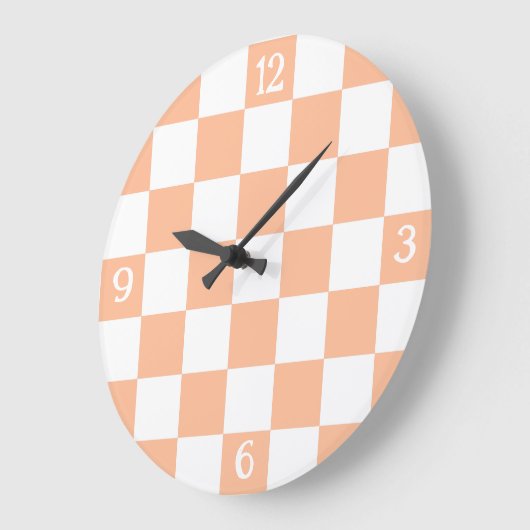 Sichtbare Quadrate pfirsich und weißes geometrisch Große Wanduhr (Winkel)