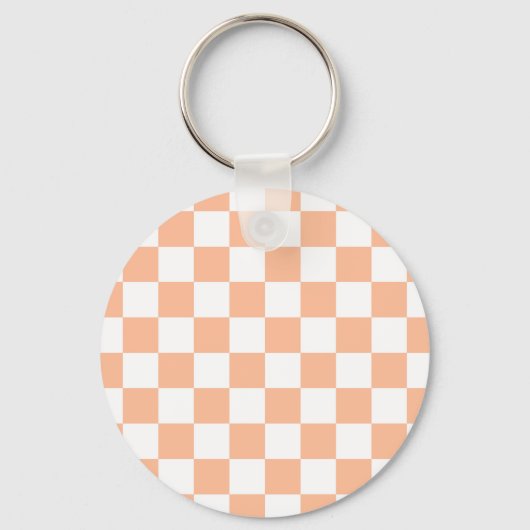 Sichtbare Quadrate pfirsich und weißes geometrisch Schlüsselanhänger (Vorderseite)