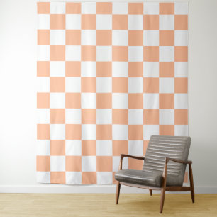 Sichtbare Quadrate pfirsich und weißes geometrisch Wandteppich