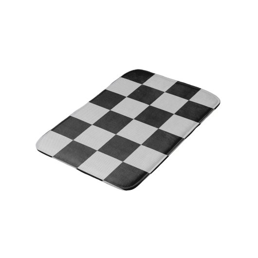 Sichtbare Schwarz-Weiß-Quadrate oder CUSTOM-FARBE Badematte (Schrägansicht)