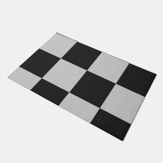 Sichtbare Schwarz-Weiß-Quadrate oder CUSTOM-FARBE Fußmatte (Schrägansicht)