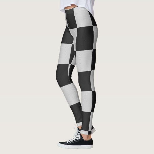 Sichtbare Schwarz-Weiß-Quadrate oder CUSTOM-FARBE Leggings (Links)