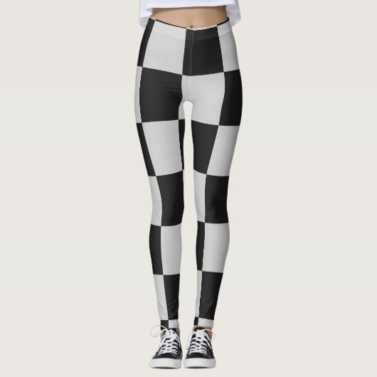 Sichtbare Schwarz-Weiß-Quadrate oder CUSTOM-FARBE Leggings (Vorderseite)