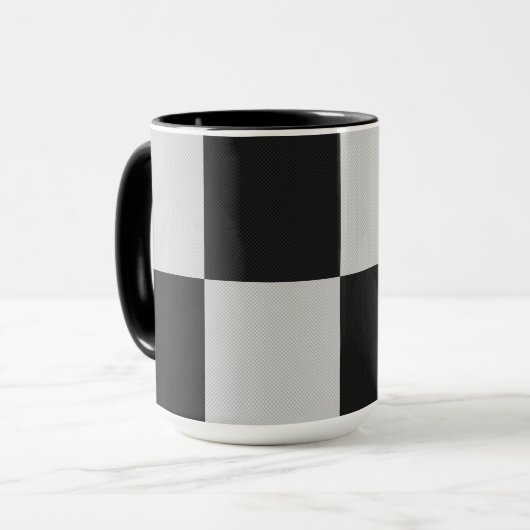 Sichtbare Schwarz-Weiß-Quadrate oder CUSTOM-FARBE Tasse (Vorderseite Links)