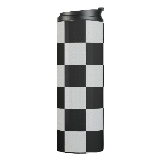 Sichtbare Schwarz-Weiß-Quadrate oder CUSTOM-FARBE Thermosbecher (Nach links gedreht)