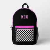 Sichtbare Schwarz-weiße rosa Monogramm-Initialen K Bedruckter Rucksack (Vorderseite)