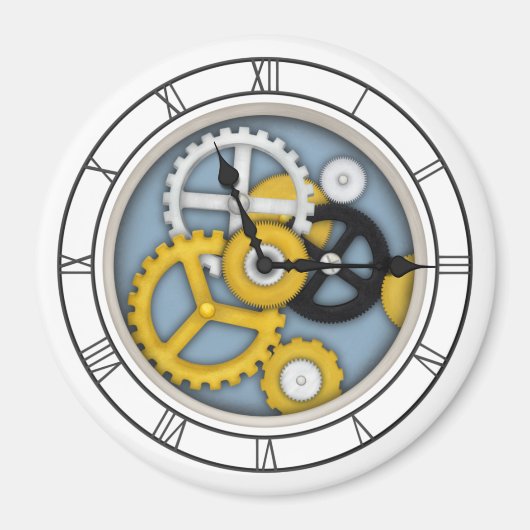 Sichtbare Uhrwerk Illusion Fantasievolle Uhr Blaue Magnet (Vorne)