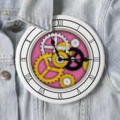 Sichtbare Uhrwerk Illusion Fantasievolle Uhr Rosa Button (Beispiel)