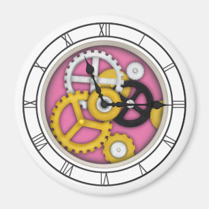 Sichtbare Uhrwerk Illusion Fantasievolle Uhr Rosa Magnet