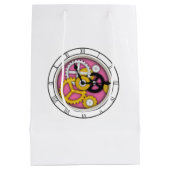Sichtbare Uhrwerk Illusion Fantasievolle Uhr Rosa Mittlere Geschenktüte (Rückseite)