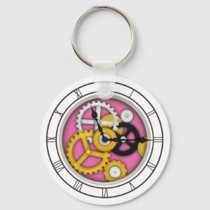 Sichtbare Uhrwerk Illusion Fantasievolle Uhr Rosa Schlüsselanhänger