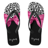 Sichtbarer dunkelrosa Glattleopard-Druck mit Name Badesandalen (Fußbett)