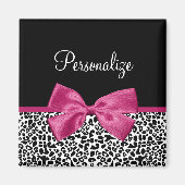 Sichtbarer dunkelrosa Glattleopard-Druck mit Name Magnet (Vorne)