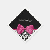 Sichtbarer dunkelrosa Glattleopard-Druck mit Name Serviette (Ecke)