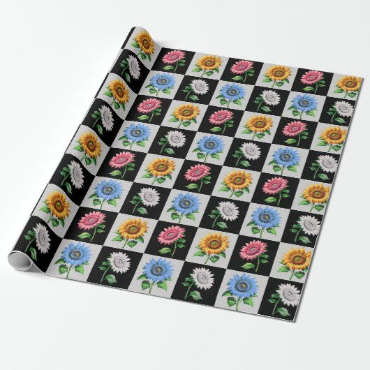 Sichtbares mehrfarbiges Blumendesign Geschenkpapier (Ungerollt)