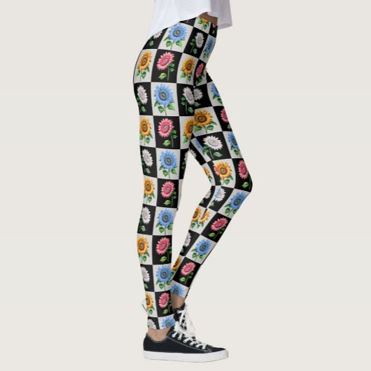 Sichtbares mehrfarbiges Blumendesign Leggings