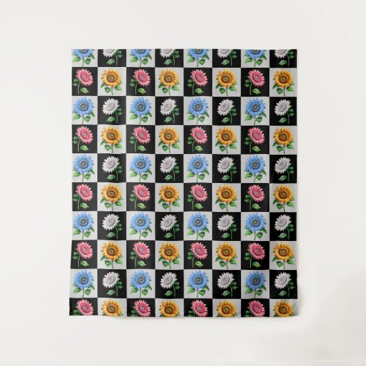 Sichtbares mehrfarbiges Blumendesign Wandteppich (Vorderseite)
