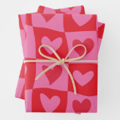 Sichtbares Muster in rosa und rotem Herzen Geschenkpapier Set (Beispiel)