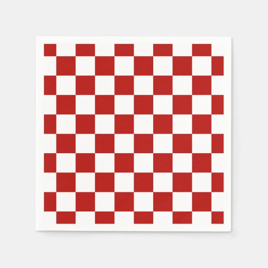 Sichtbares, rotes, weißes Retropapier mit karierte Serviette (Vorderseite)