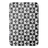 Sichtbares Schwarz-weißes Fleur-De-Lis-Muster Badematte (Vorderseite Vertikal)