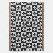 Sichtbares Schwarz-weißes Fleur-De-Lis-Muster Decke (Vorderseite Vertikal)