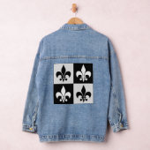 Sichtbares Schwarz-weißes Fleur-De-Lis-Muster Jeansjacke (Hangar)