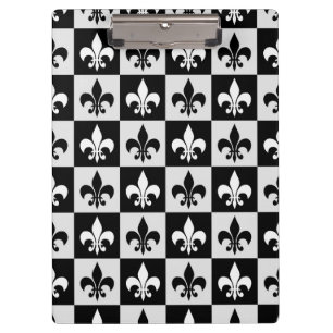 Sichtbares Schwarz-weißes Fleur-De-Lis-Muster Klemmbrett