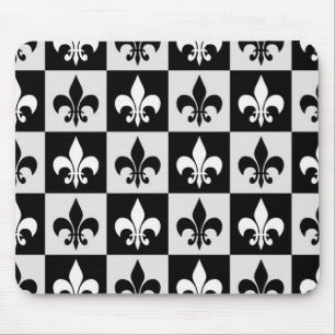 Sichtbares Schwarz-weißes Fleur-De-Lis-Muster Mousepad