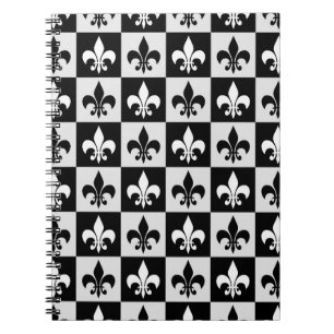 Sichtbares Schwarz-weißes Fleur-De-Lis-Muster Notizblock