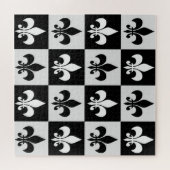Sichtbares Schwarz-weißes Fleur-De-Lis-Muster Puzzle (Horizontal)