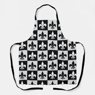 Sichtbares Schwarz-weißes Fleur-De-Lis-Muster Schürze