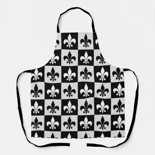 Sichtbares Schwarz-weißes Fleur-De-Lis-Muster Schürze (Vorderseite)