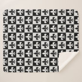 Sichtbares Schwarz-weißes Fleur-De-Lis-Muster Sherpadecke (Vorderseite (Horizontal))
