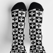 Sichtbares Schwarz-weißes Fleur-De-Lis-Muster Socken (Oben)