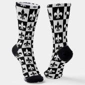 Sichtbares Schwarz-weißes Fleur-De-Lis-Muster Socken (Gewinkelt)