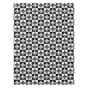 Sichtbares Schwarz-weißes Fleur-De-Lis-Muster Tischdecke
